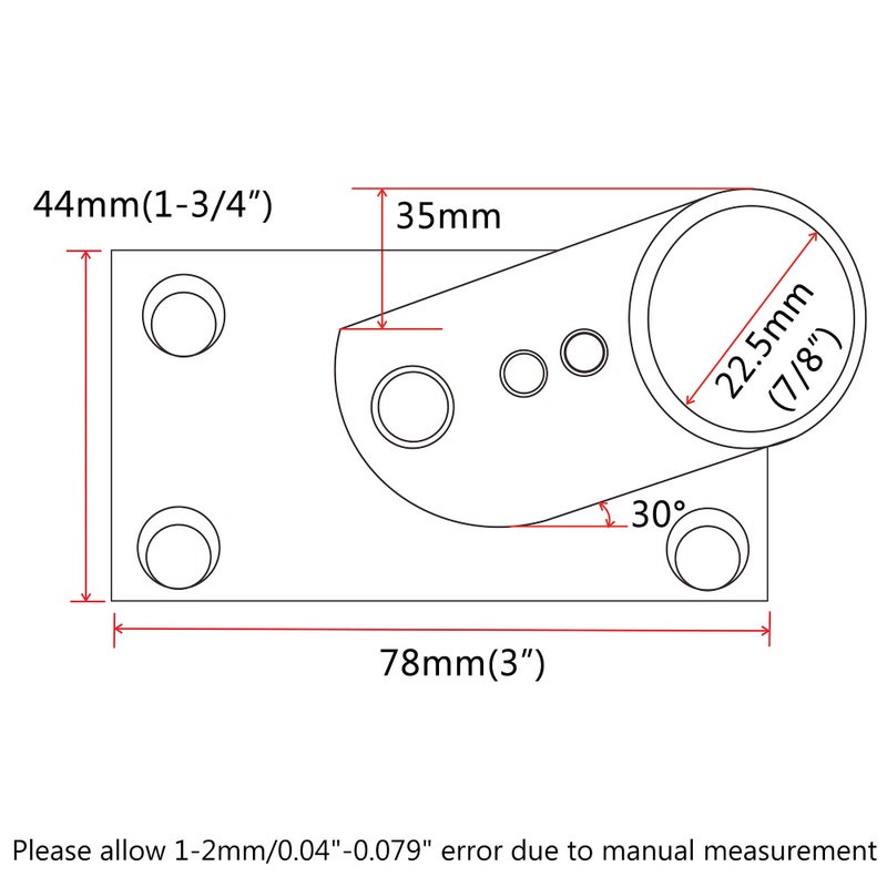 NRC&XRC Boat Hand Rail Fitting-30 Degree 7/8 inch Rectangular Base-Marine 316 Stainless Steel usd by Boats/Awning - Image 2